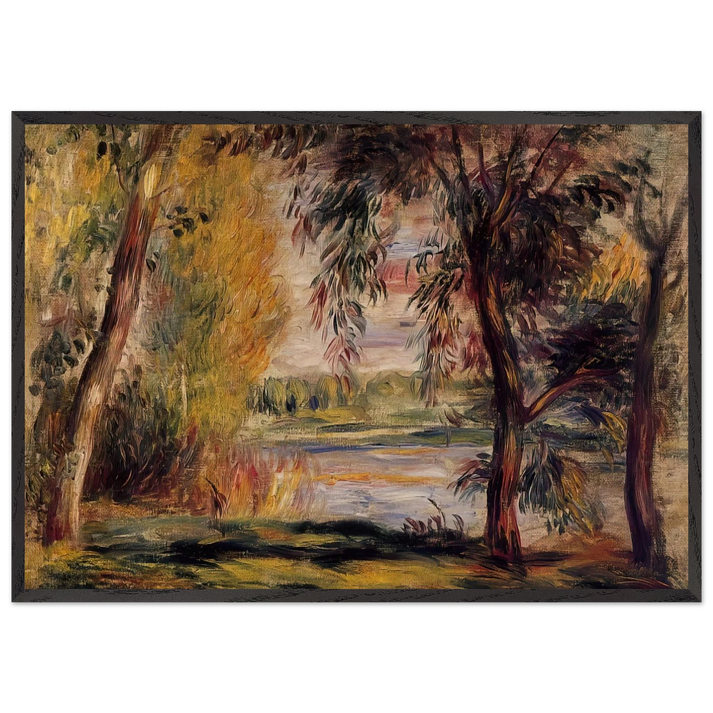 Trees by the Water N2 - Pierre-Auguste Renoir 70x100 cm / 28x40 inches Framed Art Print – Black Wooden Frame