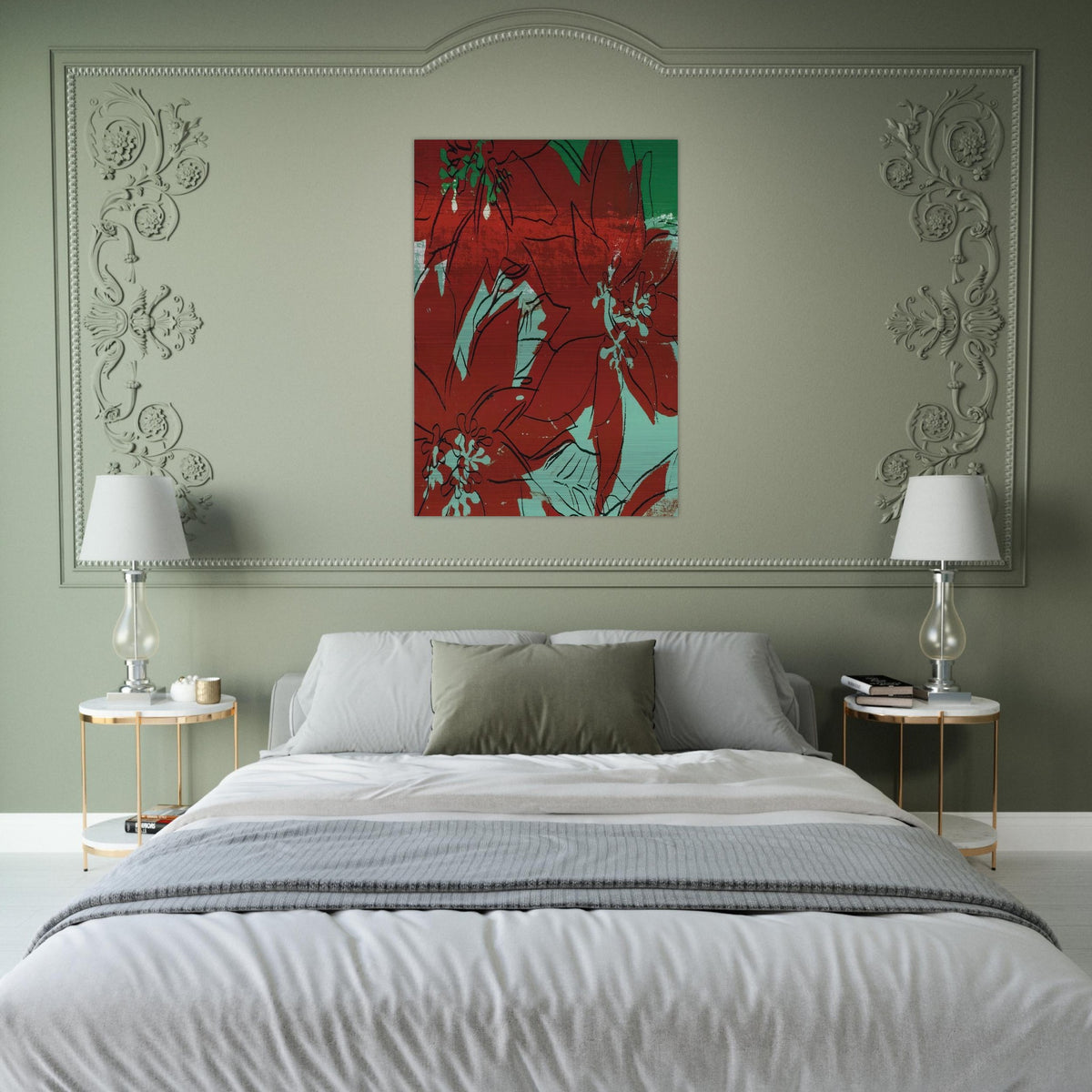 Poinsettias - Andy Warhol Brushed Aluminum Print - 70x100 cm / 28x40 inches | Andy Warhol Aluminum Print | Andy Warhol Prints
