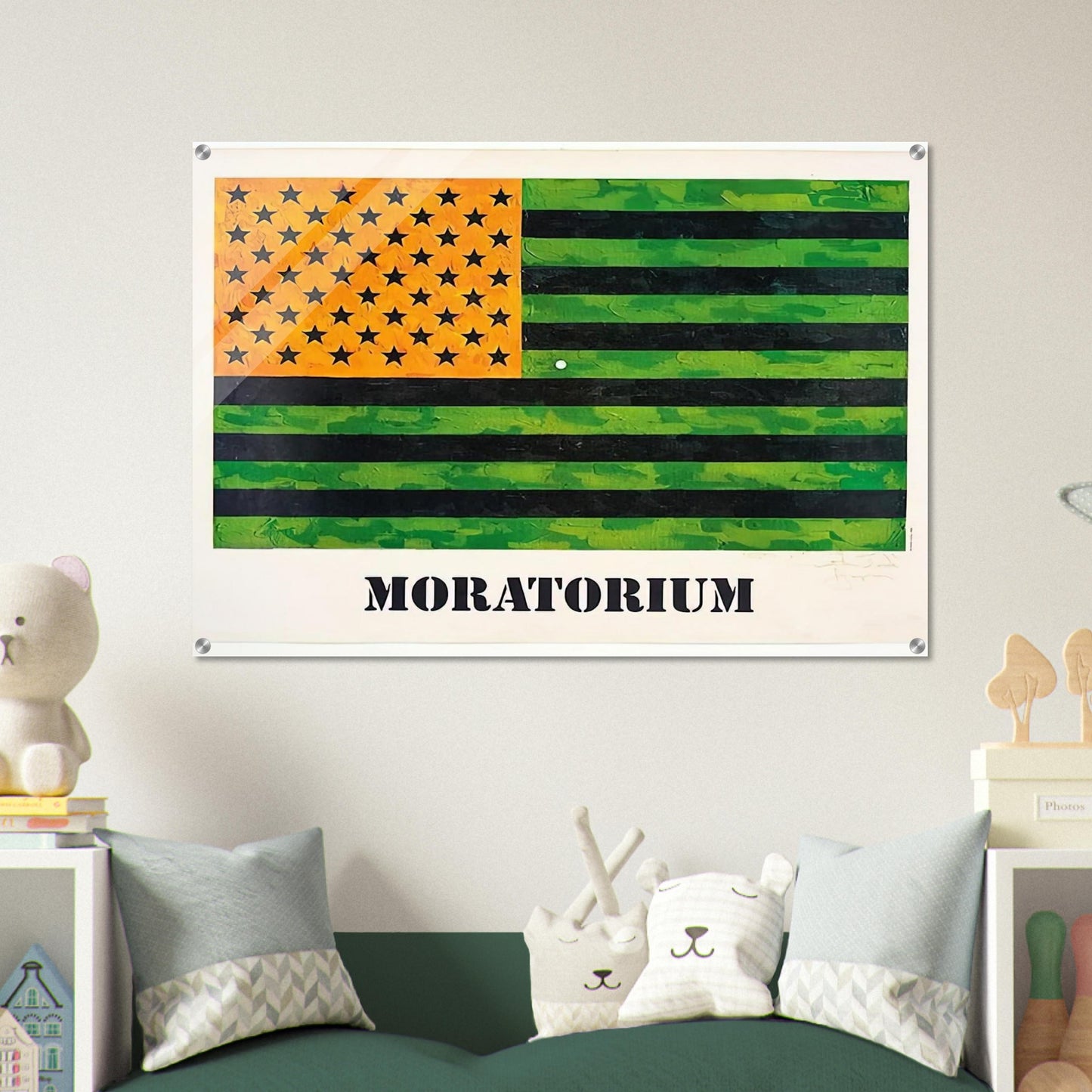 MORATORIUM FLAG - Jasper Johns Acrylic Print - 70x100 cm / 28x40″ inches