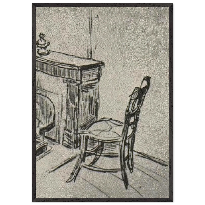 Chair near the Stove - Vincent van Gogh 70x100 cm / 28x40 inches Framed Art Print – Black Wooden Frame