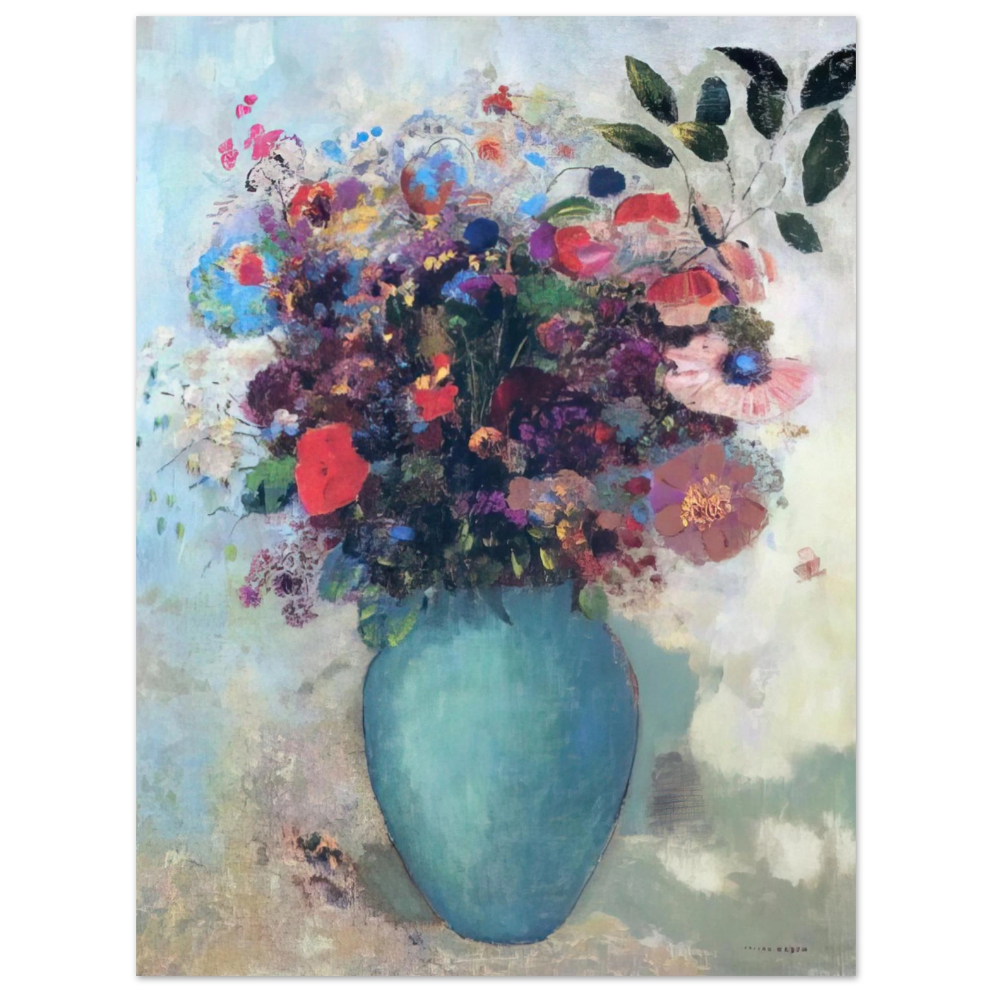 Odilon Redon - FLOWERS IN A TURQUOISE VASE  75x100 cm / 30x40inches Fine Art Poster