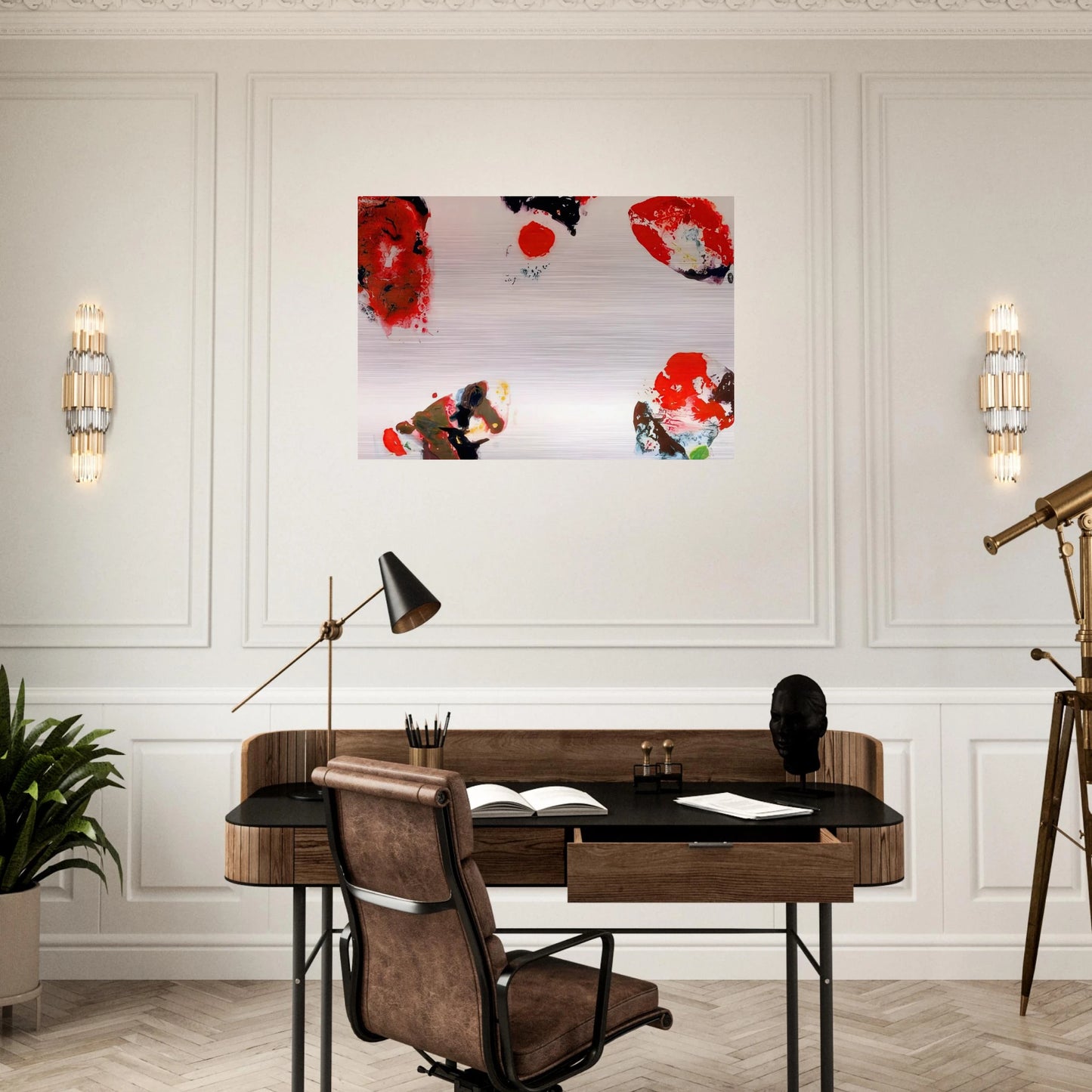 Berlin Red - Sam Francis Brushed Aluminum Print - 70x100 cm / 28x40 inches | Sam Francis Aluminum Print | Sam Francis Prints