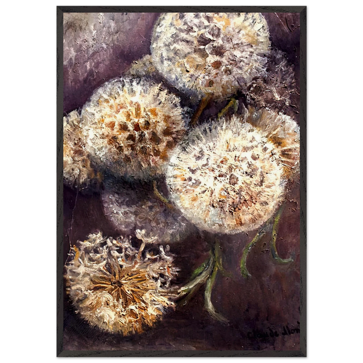 Dandelions - claude monet 70x100 cm / 28x40 inches Framed Art Print – Black Wooden Frame
