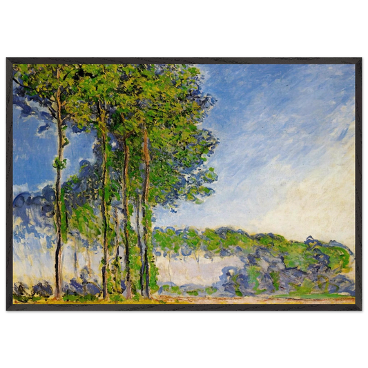 Poplars View from the Marsh - claude monet 70x100 cm / 28x40 inches Framed Art Print – Black Wooden Frame