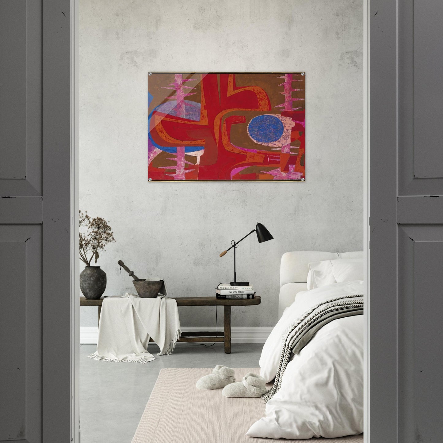 Sobre la tumba de Justino - Pedro Coronel Acrylic Print - 70x100 cm / 28x40″ inches | Pedro Coronel Wall Art | Pedro Coronel Prints