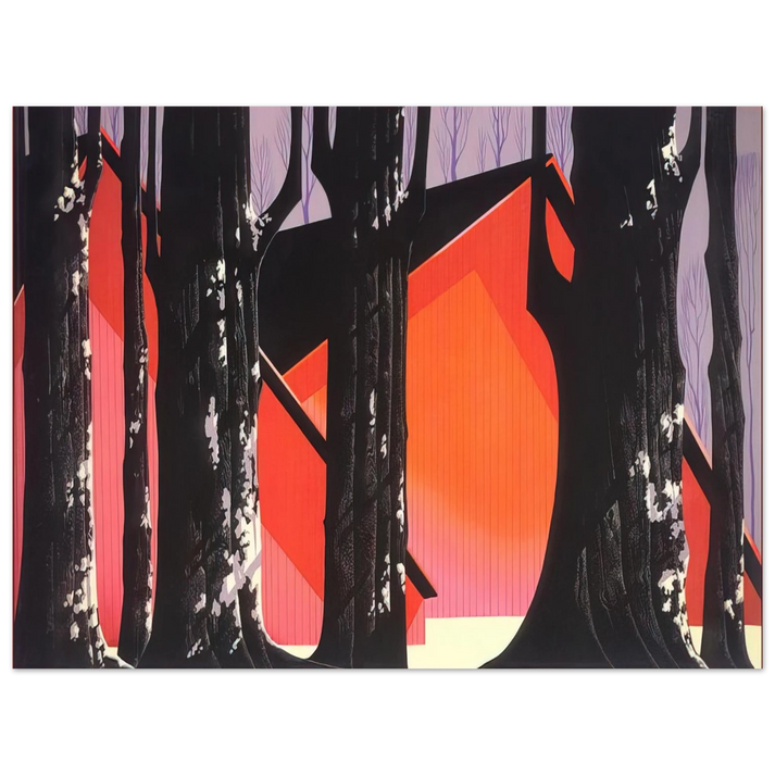 Eyvind Earle - Winter Barnyard  75x100 cm / 30x40inches Fine Art Poster