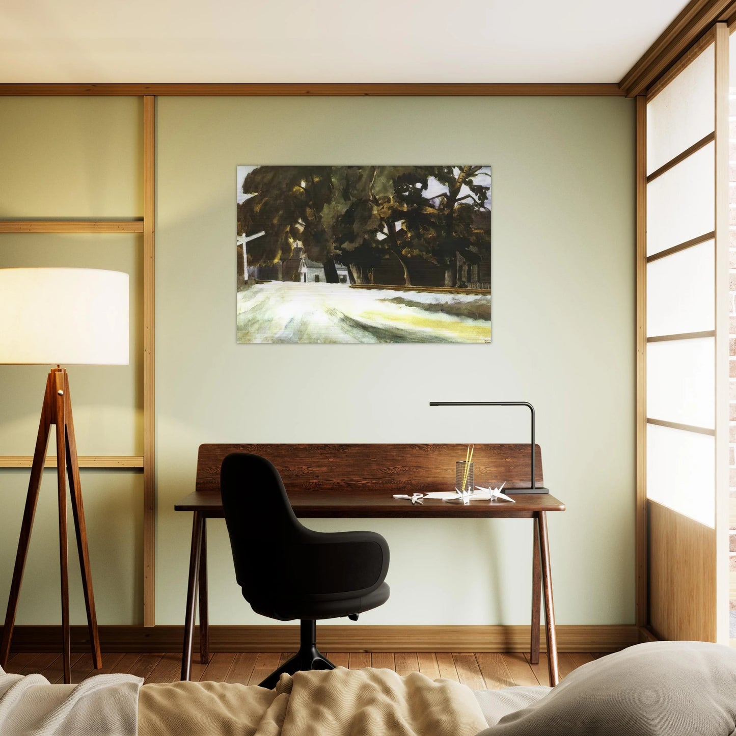 Railroad Crossing - Edward Hopper Brushed Aluminum Print - 70x100 cm / 28x40 inches | Edward Hopper Aluminum Print | Edward Hopper Prints
