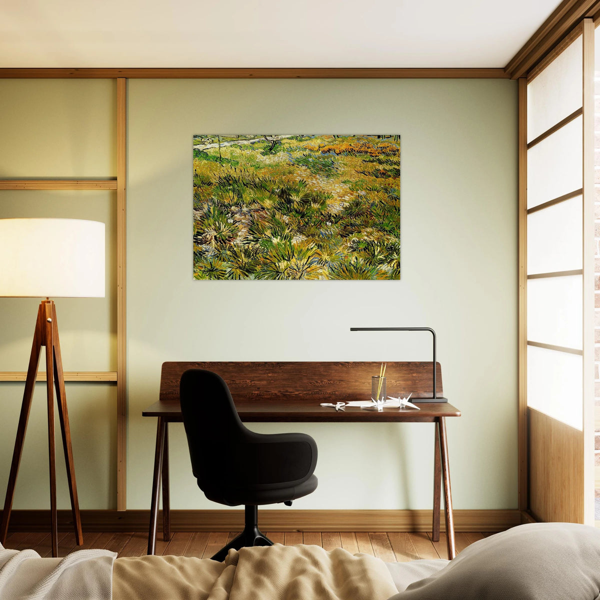 Meadow in the Garden of Saint-Paul Hospital - Vincent van Gogh Brushed Aluminum Print - 70x100 cm / 28x40 inches | Vincent van Gogh Aluminum Print | Vincent van Gogh Prints