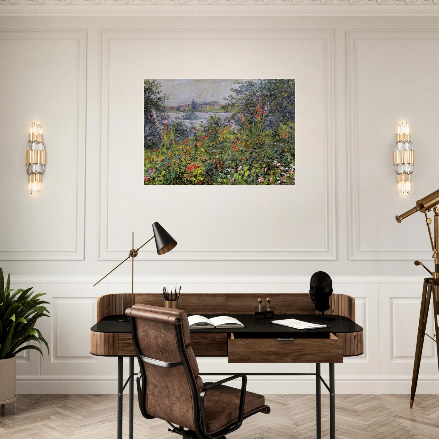 Flowers at Vetheuil - claude monet Brushed Aluminum Print - 70x100 cm / 28x40 inches | claude monet Aluminum Print | claude monet Prints
