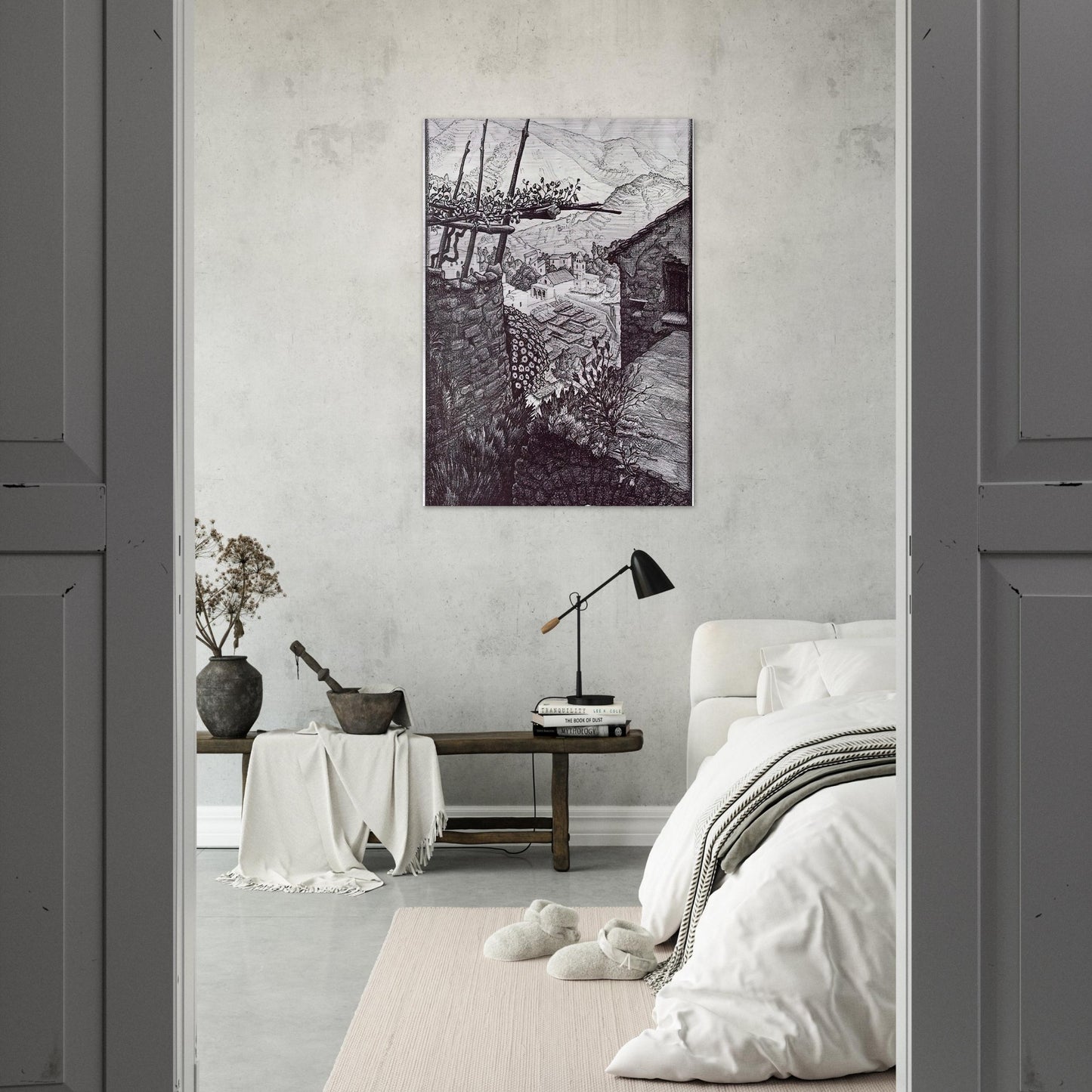THE HAMLET OF TURELLO SOUTHERN ITALY - MC Escher Brushed Aluminum Print - 70x100 cm / 28x40 inches | MC Escher Aluminum Print | MC Escher Prints
