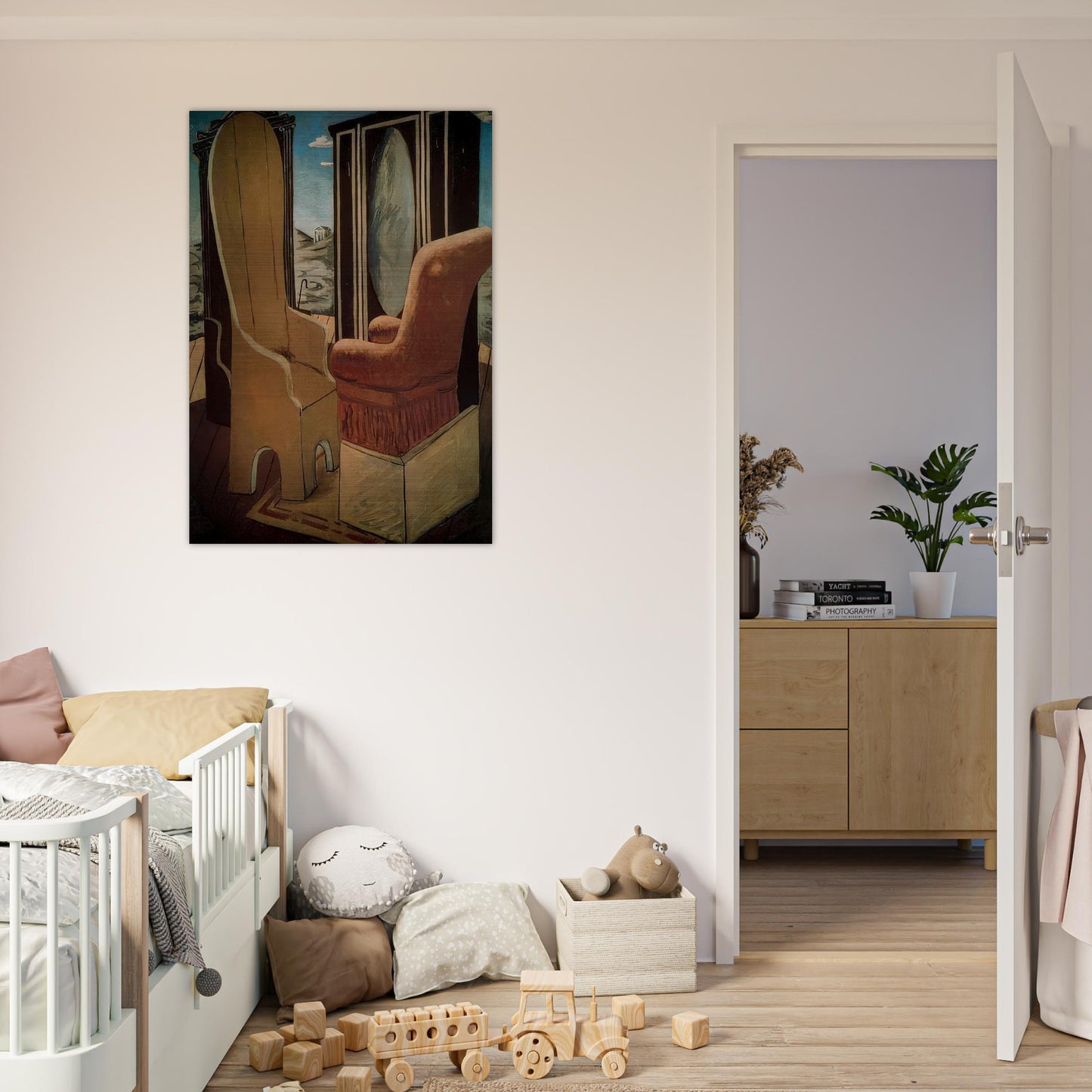 FURNITURE IN THE VALLEY - Giorgio de Chirico Brushed Aluminum Print - 70x100 cm / 28x40 inches | Giorgio de Chirico Aluminum Print | Giorgio de Chirico Prints
