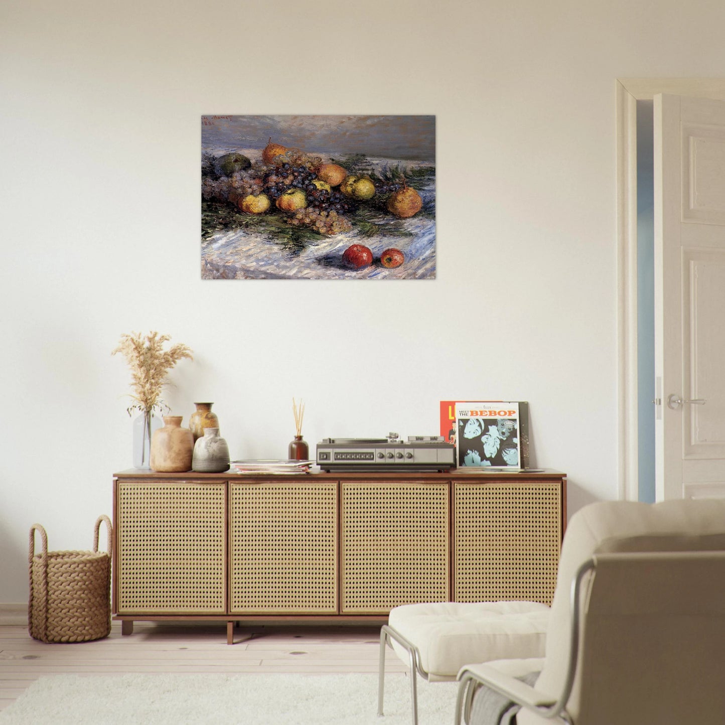 Still Life with Pears and Grapes - claude monet Brushed Aluminum Print - 70x100 cm / 28x40 inches | claude monet Aluminum Print | claude monet Prints