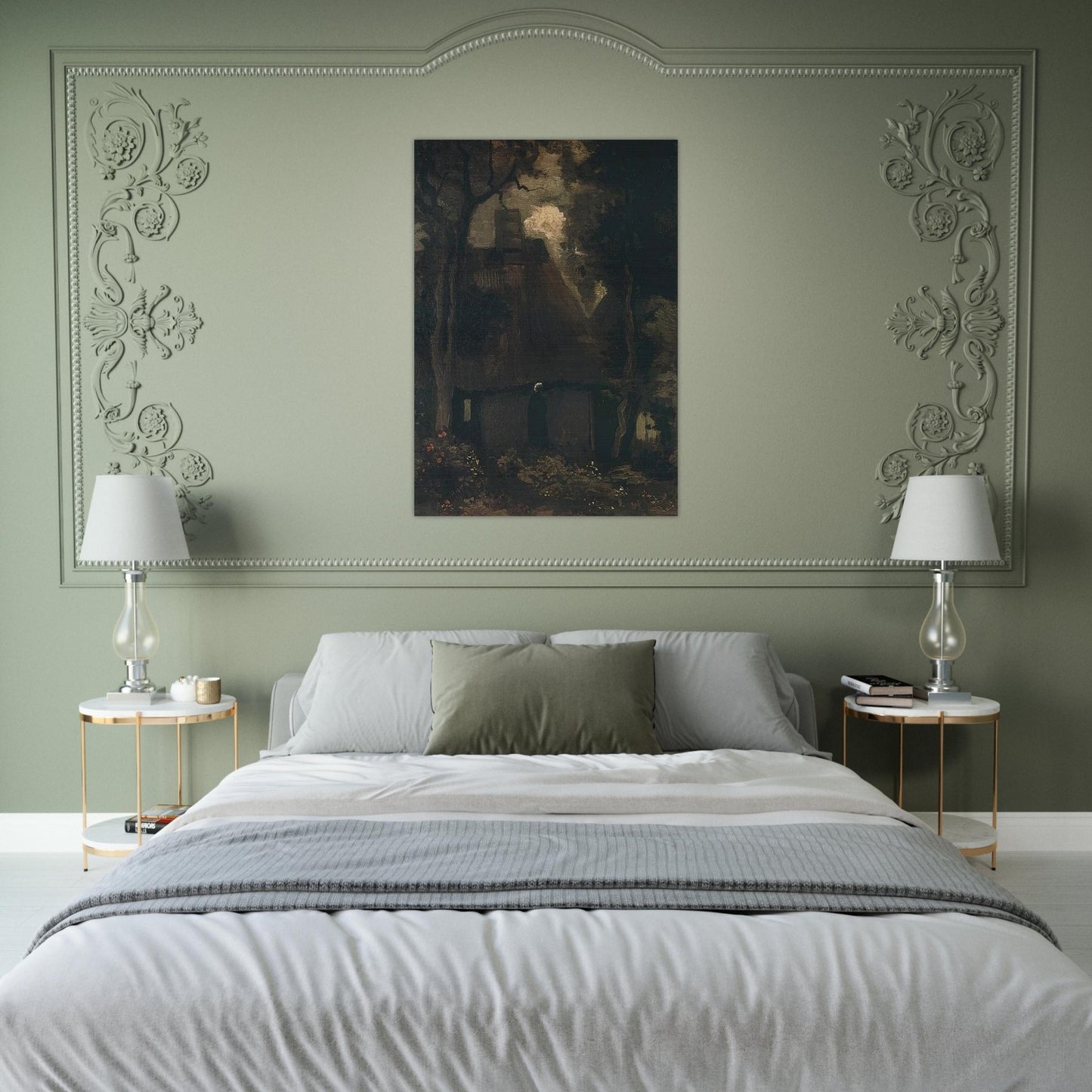 Cottage with Trees and Peasant Woman - Vincent van Gogh Brushed Aluminum Print - 70x100 cm / 28x40 inches | Vincent van Gogh Aluminum Print | Vincent van Gogh Prints