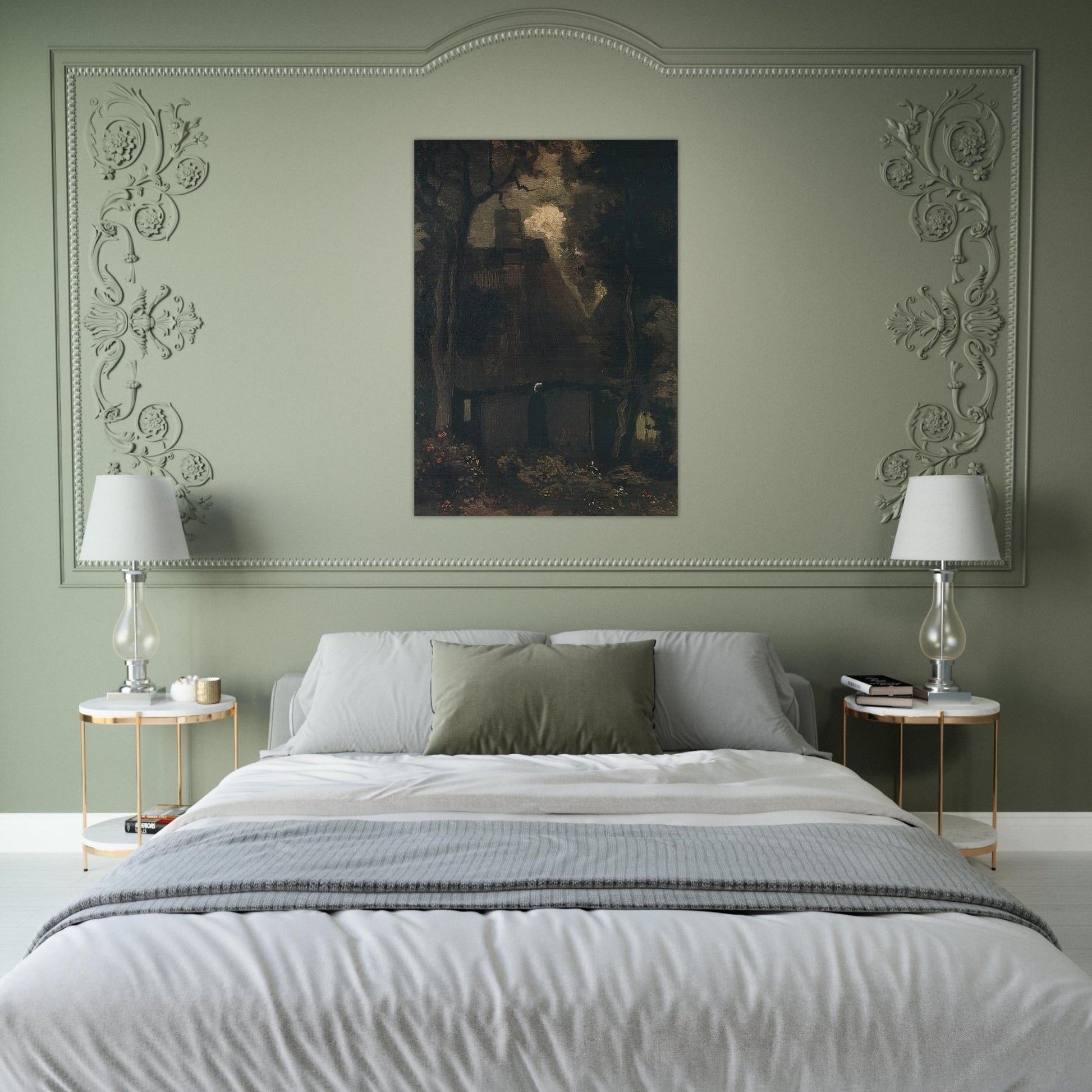 Cottage with Trees and Peasant Woman - Vincent van Gogh Brushed Aluminum Print - 70x100 cm / 28x40 inches | Vincent van Gogh Aluminum Print | Vincent van Gogh Prints