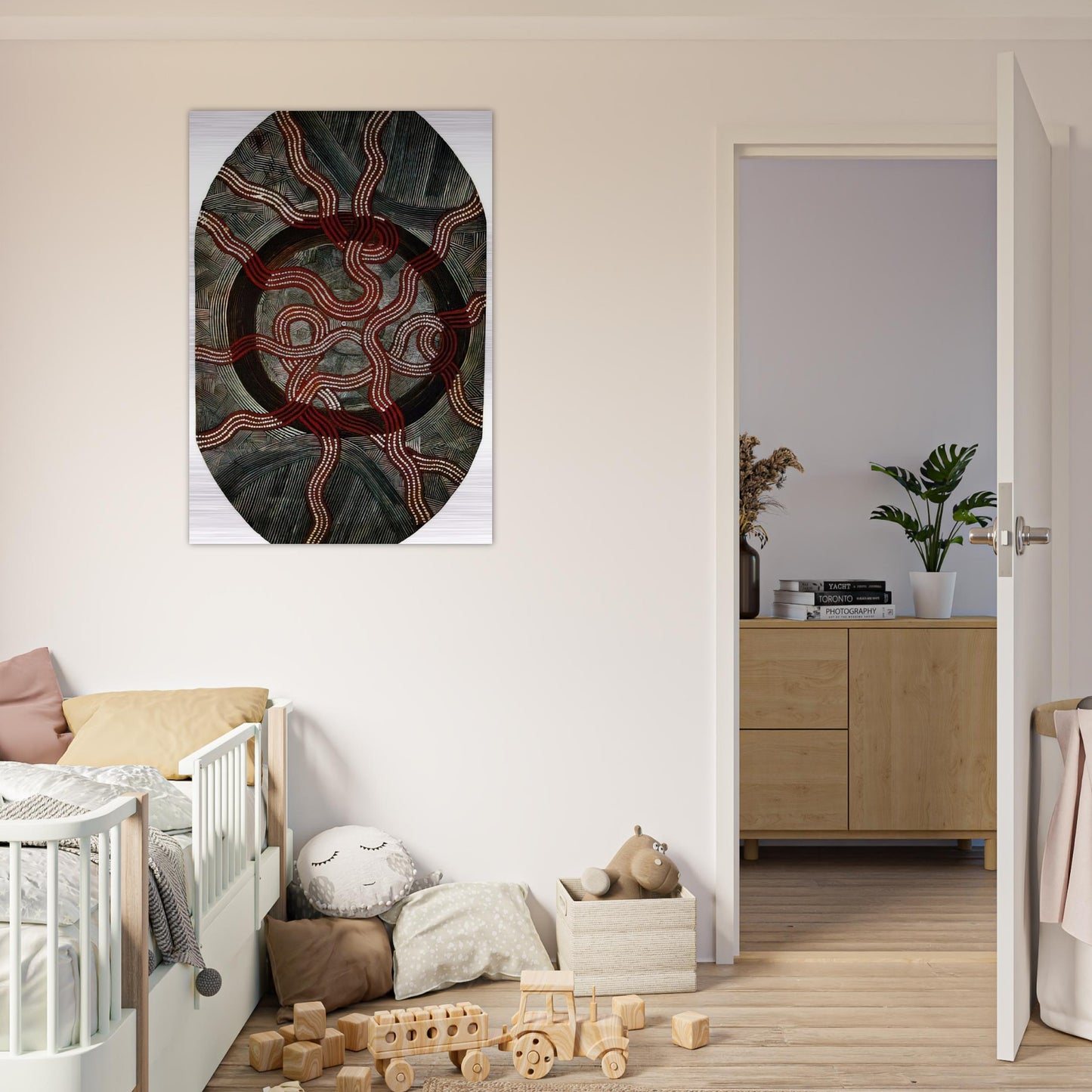 Untitled Snake Dreaming - 1972 - Clifford Possum Tjapaltjarri Brushed Aluminum Print - 70x100 cm / 28x40 inches | Clifford Possum Tjapaltjarri Aluminum Print | Clifford Possum Tjapaltjarri Prints
