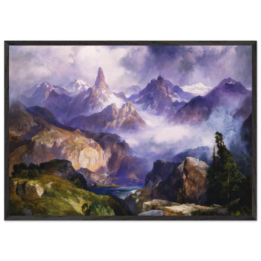 Index Peak Yellowstone National Park - Thomas Moran 70x100 cm / 28x40 inches Framed Art Print – Black Wooden Frame