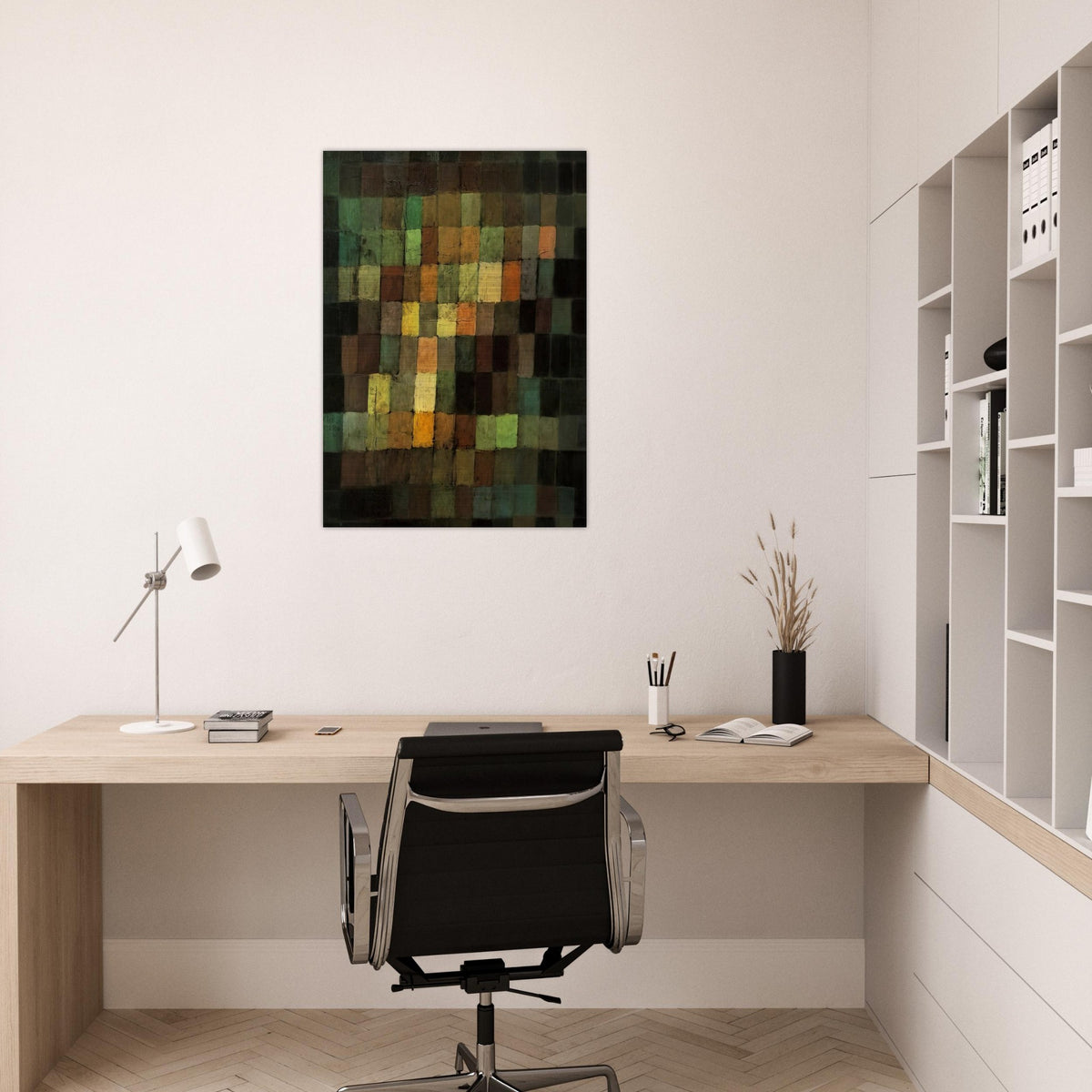 ANCIENT SOUND ABSTRACT ON BLACK BACKGROUND 1925 - Paul Klee Brushed Aluminum Print - 70x100 cm / 28x40 inches | Paul Klee Aluminum Print | Paul Klee Prints