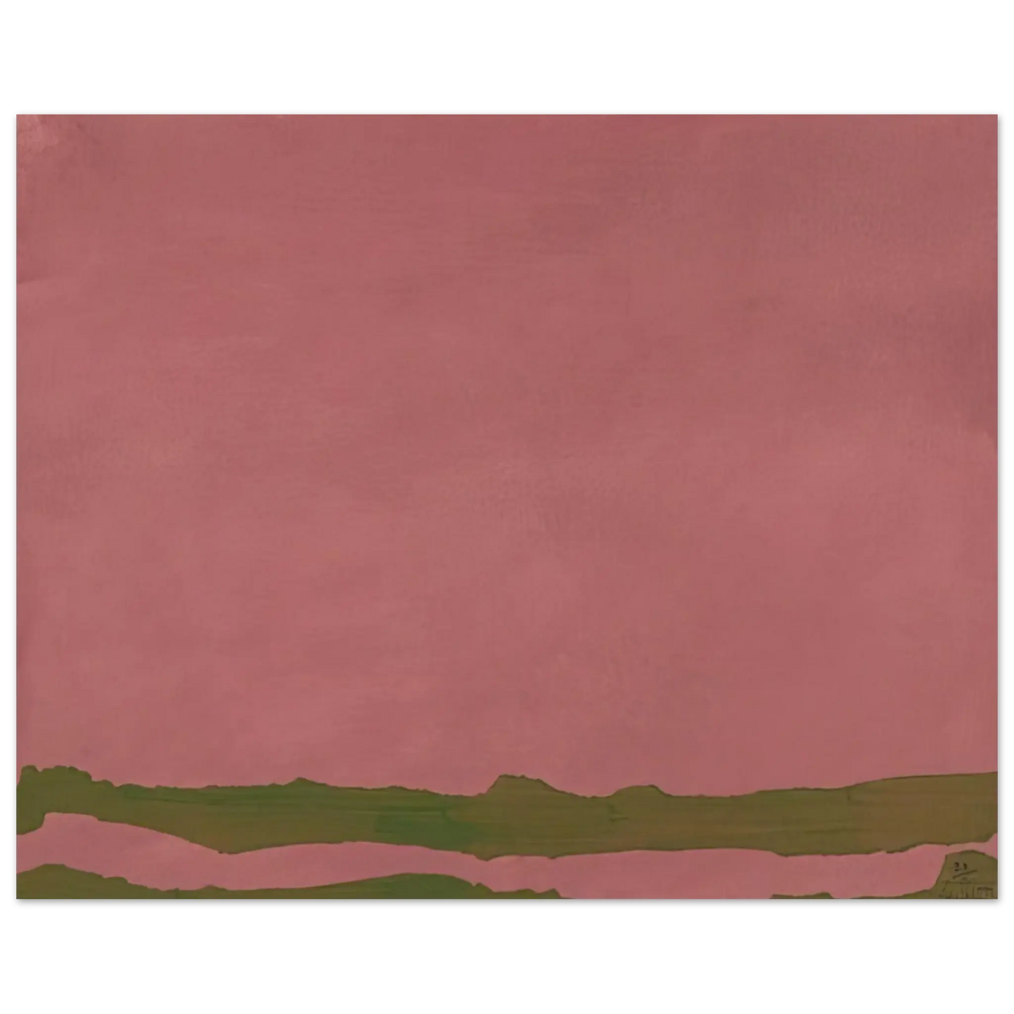 Helen Frankenthaler - Green Likes Mauve - 1970 Wall art - 60x80 cm / 24x32 Inches - Premium Wooden Framed Poster With Fine Art Paper - Black frame