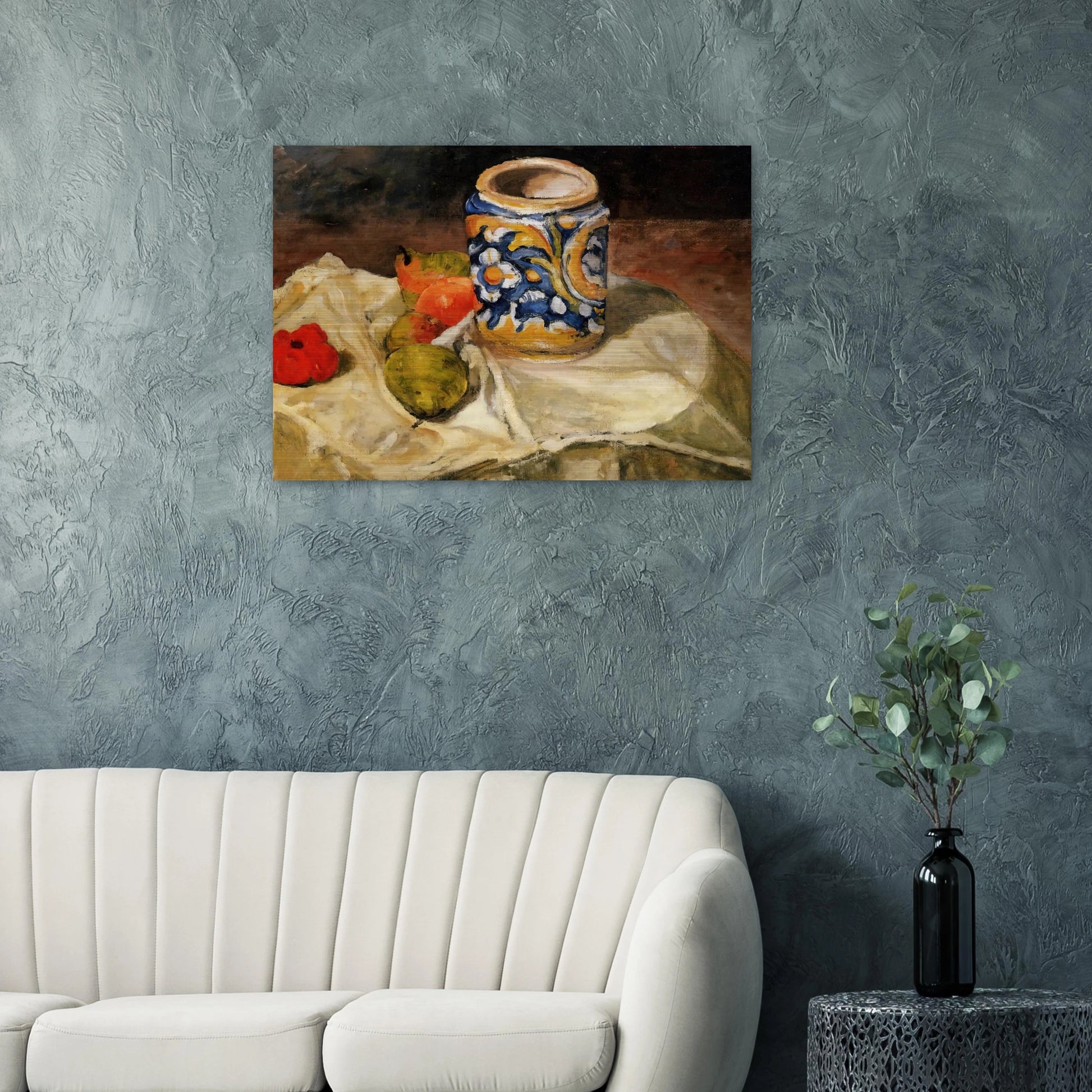 Still life with Italian earthenware jar - Paul Cézanne Brushed Aluminum Print - 70x100 cm / 28x40 inches | Paul Cézanne Aluminum Print | Paul Cézanne Prints