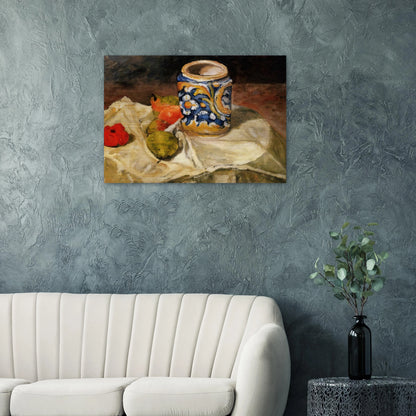 Still life with Italian earthenware jar - Paul Cézanne Brushed Aluminum Print - 70x100 cm / 28x40 inches | Paul Cézanne Aluminum Print | Paul Cézanne Prints