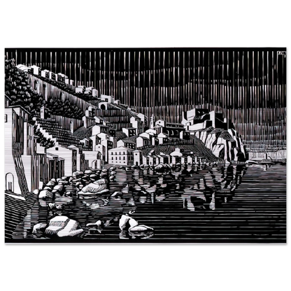SCILLA CALABRIA FEBRUARY 1931 1931 - MC Escher Brushed Aluminum Print - 70x100 cm / 28x40 inches | MC Escher Aluminum Print | MC Escher Prints