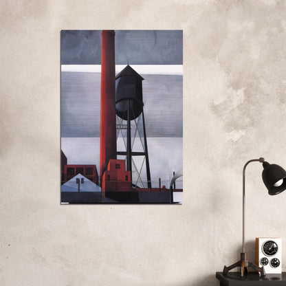 Chimney and Water Tower - 1931 - Charles Demuth Brushed Aluminum Print - 70x100 cm / 28x40 inches | Charles Demuth Aluminum Print | Charles Demuth Prints