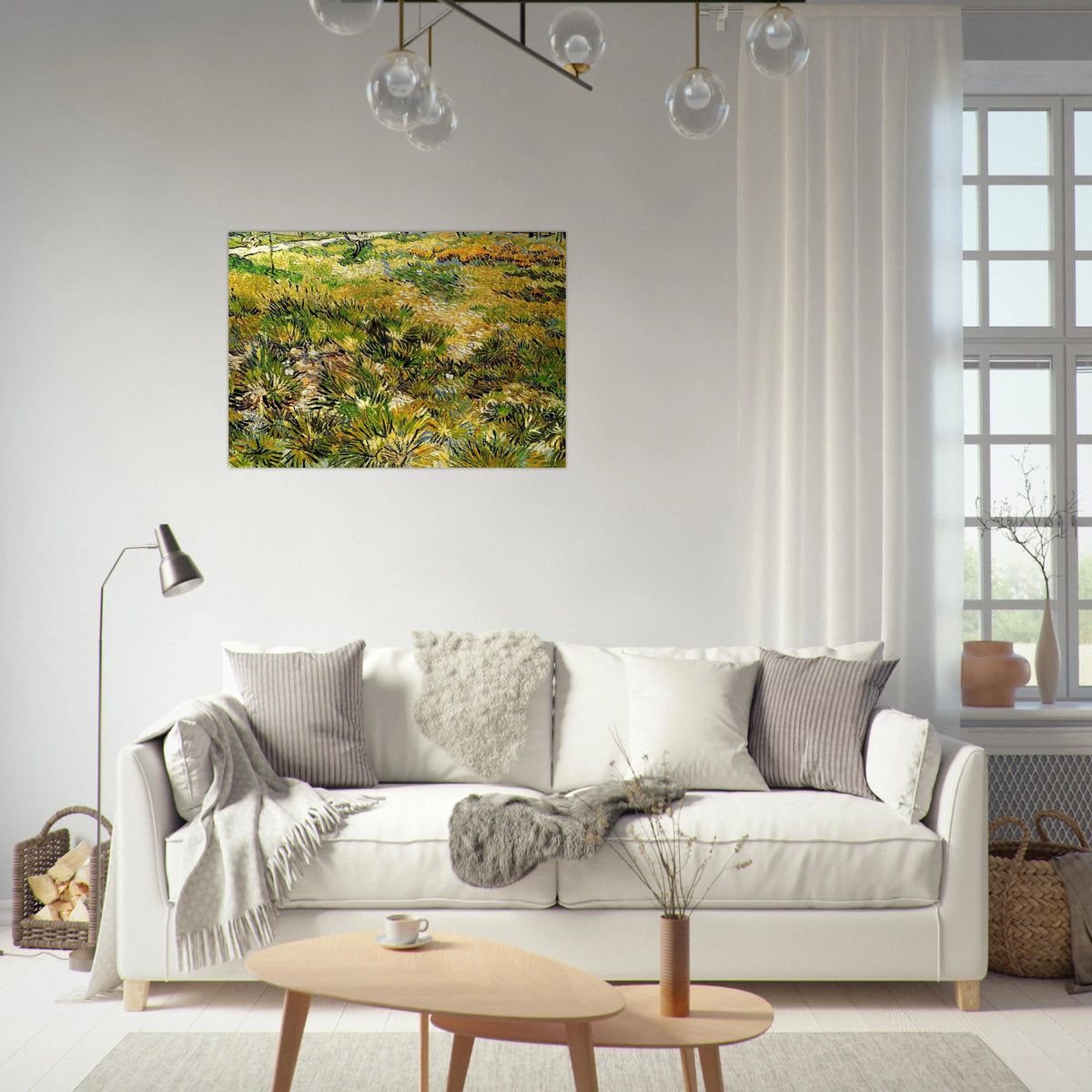 Meadow in the Garden of Saint-Paul Hospital - Vincent van Gogh Brushed Aluminum Print - 70x100 cm / 28x40 inches | Vincent van Gogh Aluminum Print | Vincent van Gogh Prints