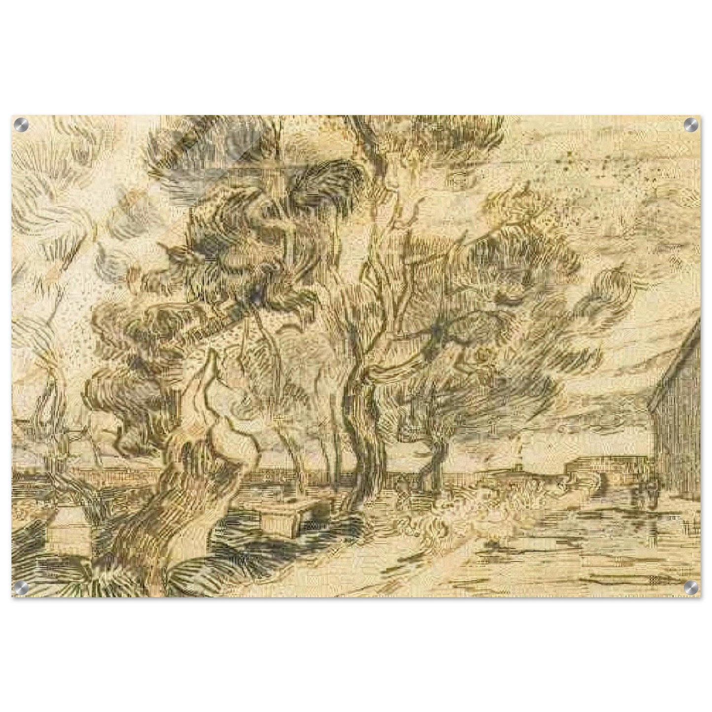 A Corner of the Asylum and the Garden with a Heavy, sawn-off Tree - Vincent van Gogh Acrylic Print - 70x100 cm / 28x40″ inches | Vincent van Gogh Wall Art | Vincent van Gogh Prints