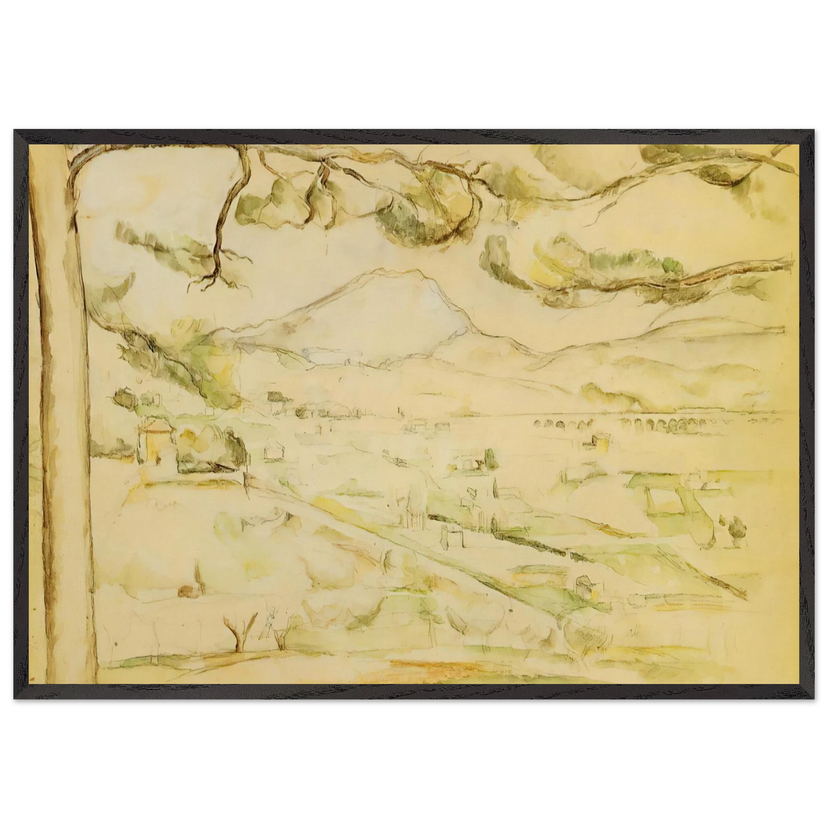 The Arc Valley - Paul Cezanne 70x100 cm / 28x40 inches Framed Art Print – Black Wooden Frame