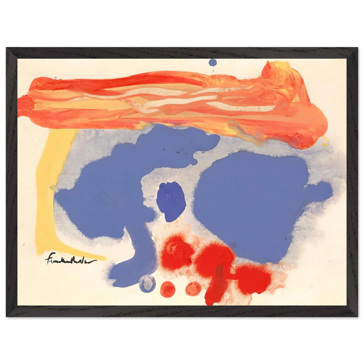 Helen Frankenthaler - Summerscene, Provincetown - 1961 Wall art - 21x29.7 cm / 8x12" - Premium Wooden Framed Poster With Fine Art Paper-canvas - White frame