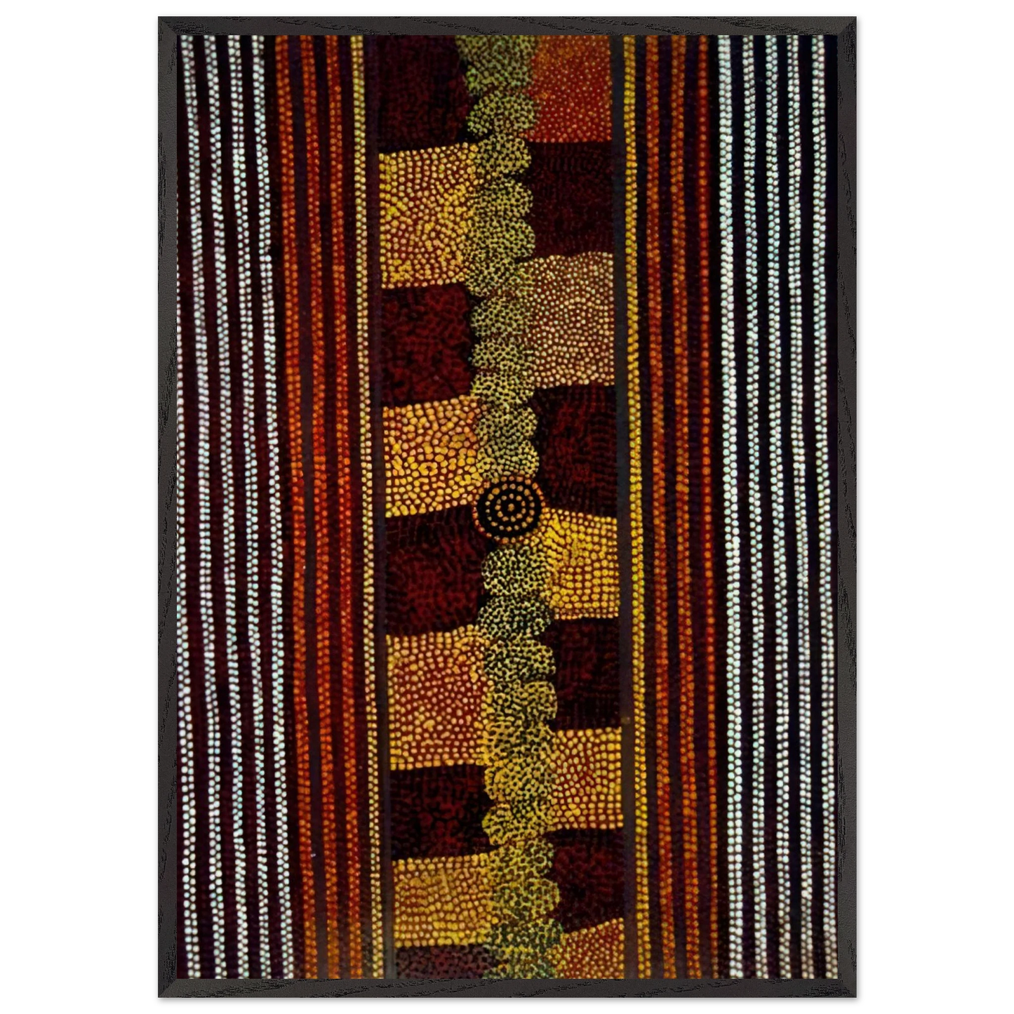 Water Track Dreaming - 1981 - Clifford Possum Tjapaltjarri 70x100 cm / 28x40 inches Framed Art Print – Black Wooden Frame