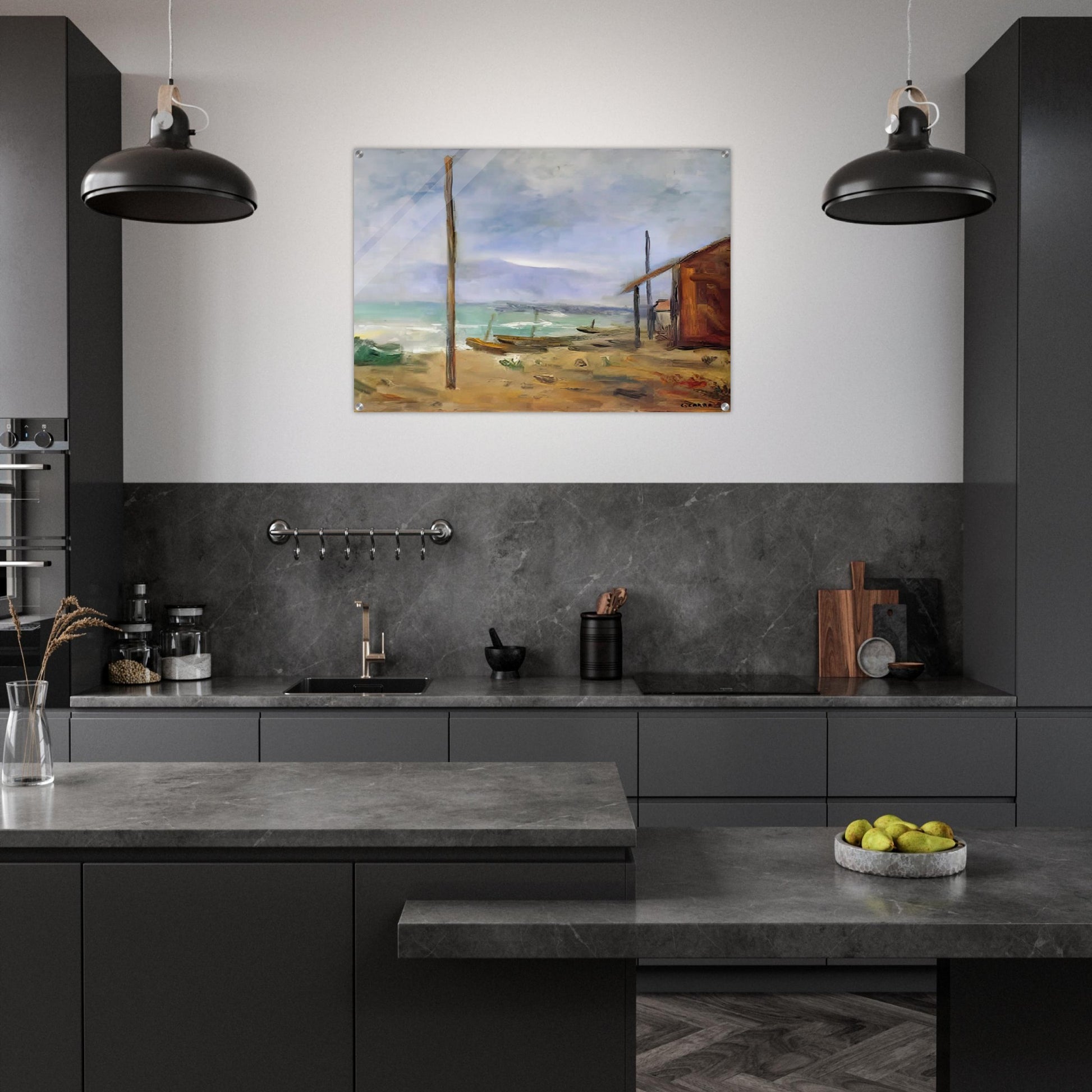PIOGGIA AL MARE 1929 - Carlo Carra Acrylic Print - 70x100 cm / 28x40″ inches | Carlo Carra Wall Art | Carlo Carra Prints