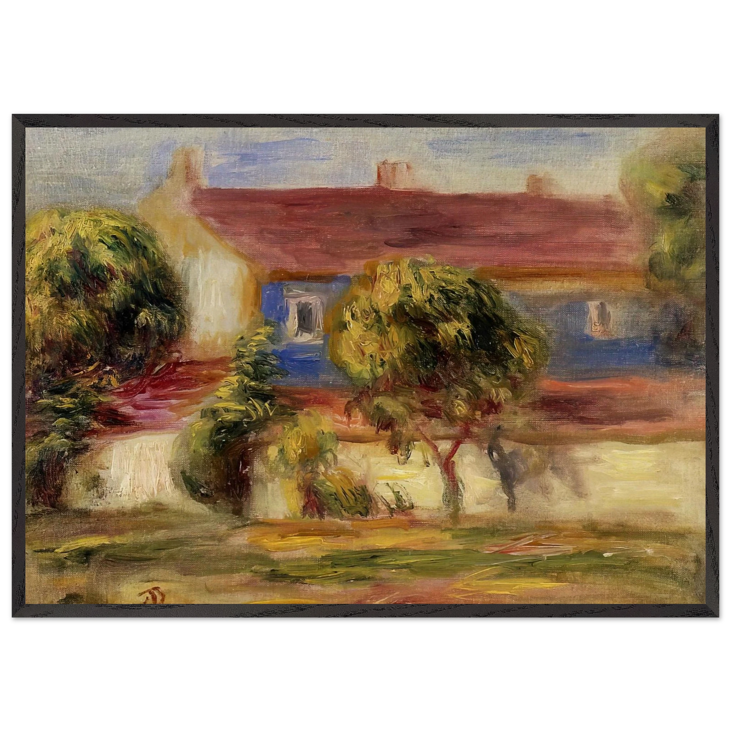 The Artist s House - Pierre-Auguste Renoir 70x100 cm / 28x40 inches Framed Art Print – Black Wooden Frame