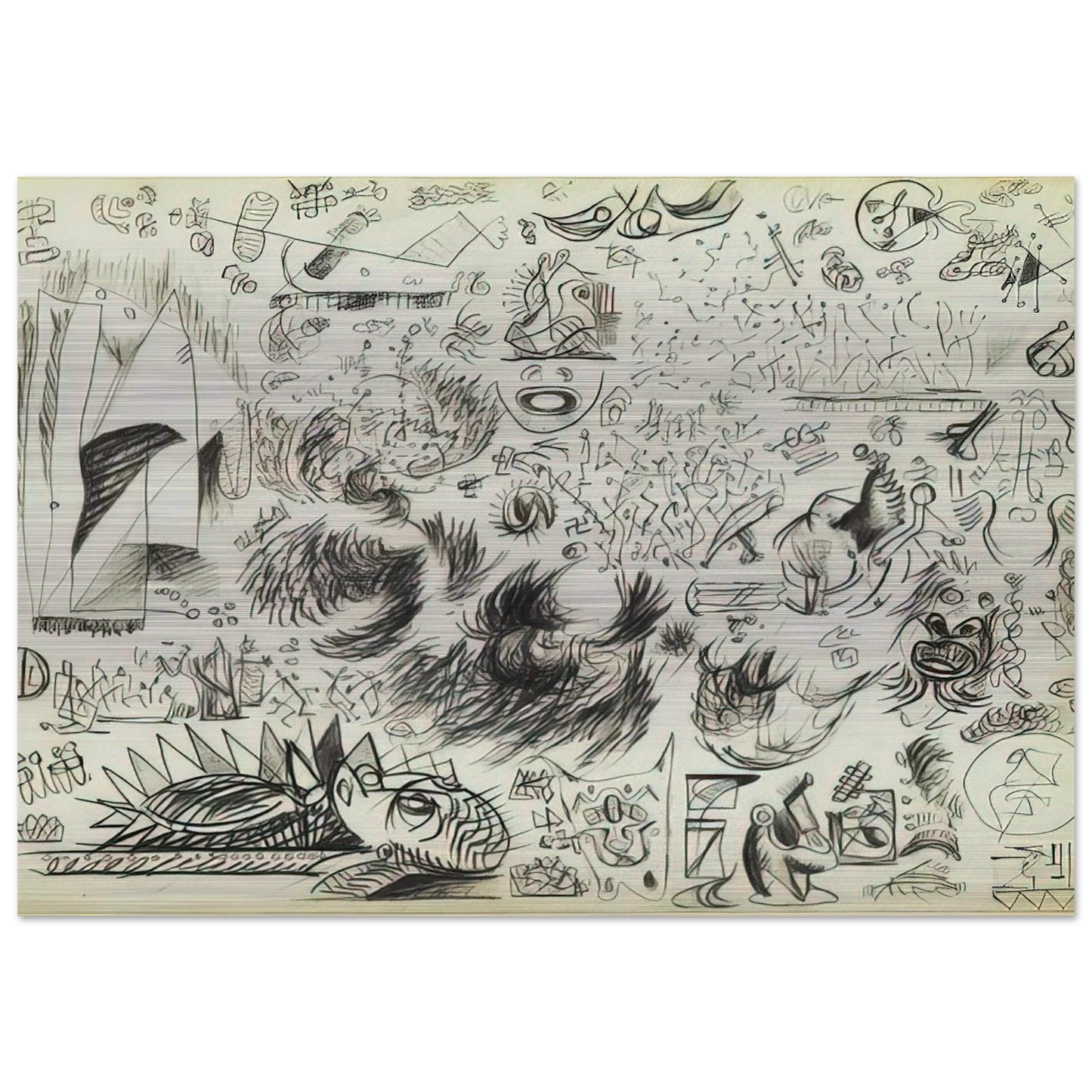 SHEET OF STUDIES 1941 - Jackson Pollock Brushed Aluminum Print - 70x100 cm / 28x40 inches | Jackson Pollock Aluminum Print | Jackson Pollock Prints