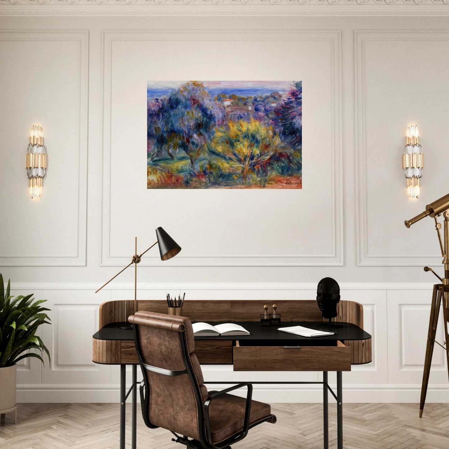 Landscape with a View of the Sea - Pierre-Auguste Renoir Brushed Aluminum Print - 70x100 cm / 28x40 inches | Pierre-Auguste Renoir Aluminum Print | Pierre-Auguste Renoir Prints
