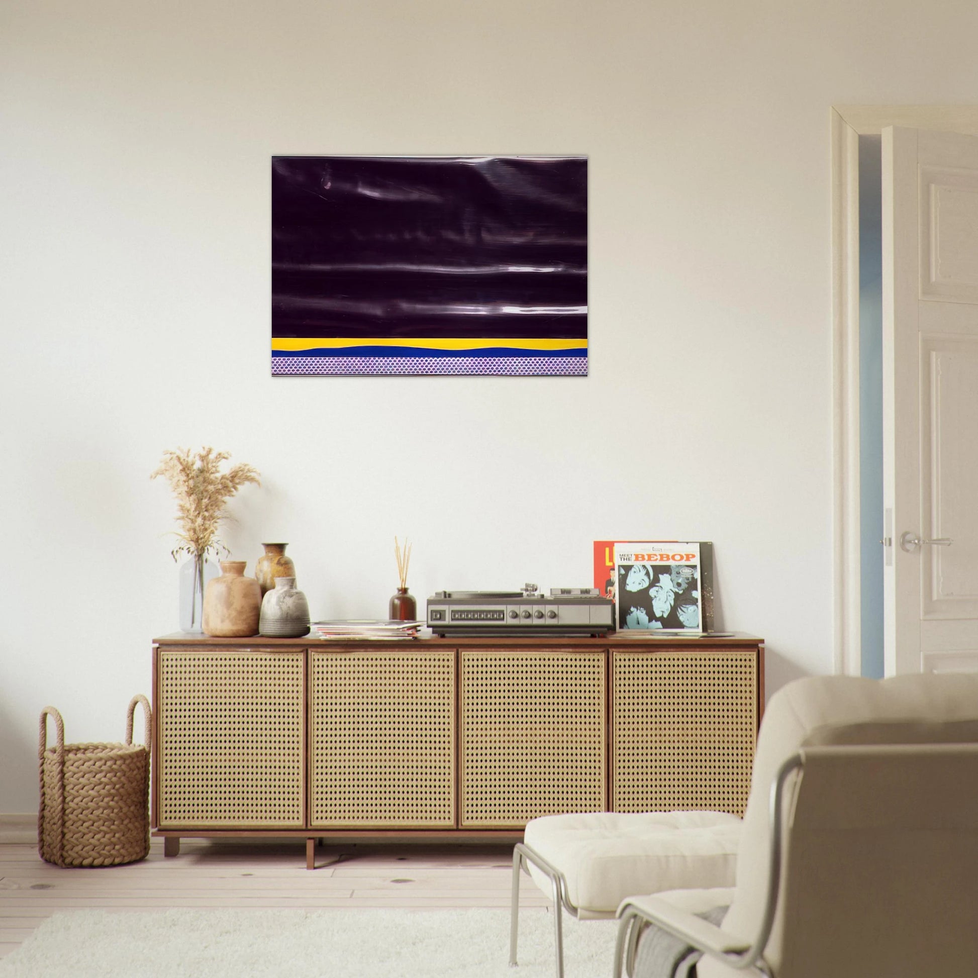 YELLOW LANDSCAPE 1965 - Roy Lichtenstein Brushed Aluminum Print - 70x100 cm / 28x40 inches | Roy Lichtenstein Aluminum Print | Roy Lichtenstein Prints