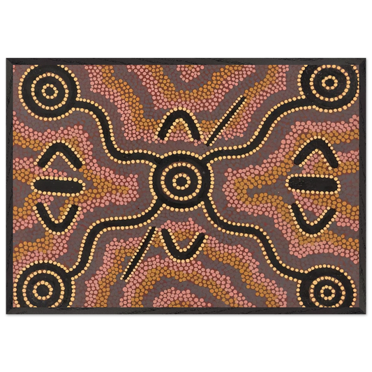 Untitled - 1980 N6 - Clifford Possum Tjapaltjarri 70x100 cm / 28x40 inches Framed Art Print – Black Wooden Frame