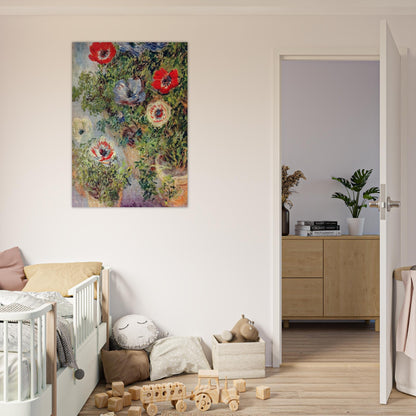 Stilll Life with Anemones - claude monet Brushed Aluminum Print - 70x100 cm / 28x40 inches | claude monet Aluminum Print | claude monet Prints