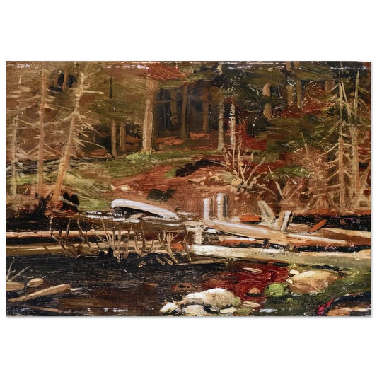 OLD LUMBER DAM ALGONQUIN PARK 1912 - Tom Thomson Brushed Aluminum Print - 70x100 cm / 28x40 inches | Tom Thomson Aluminum Print | Tom Thomson Prints
