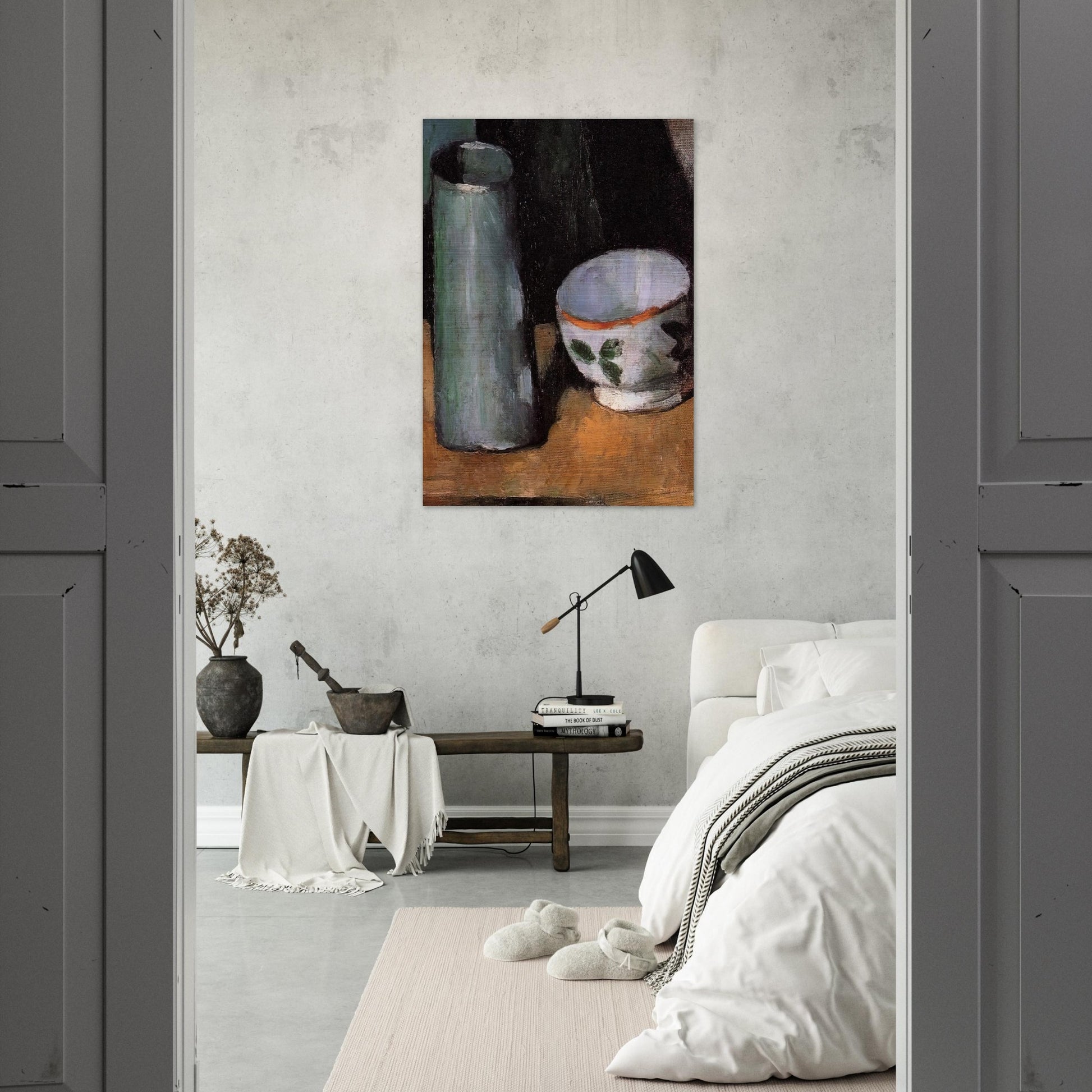 Still Life, Bowl and Milk Jug - Paul Cézanne Brushed Aluminum Print - 70x100 cm / 28x40 inches | Paul Cézanne Aluminum Print | Paul Cézanne Prints