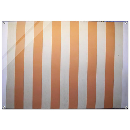 Peinture acrylique blanche sur tissu rayé blanc et orange - 1967 - Daniel Buren Acrylic Print - 70x100 cm / 28x40″ inches