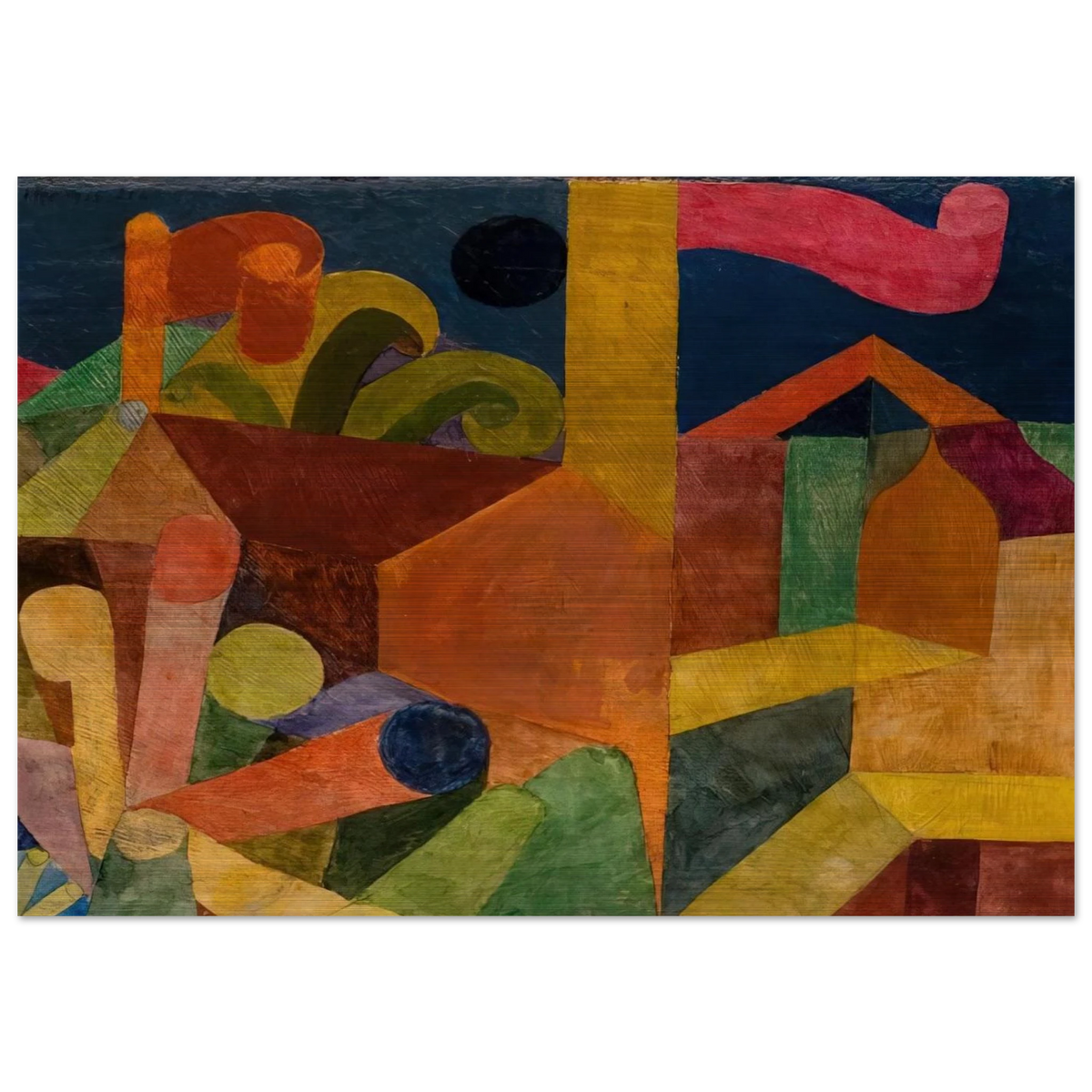 LANDSCAPE WITH FLAGS 1914 - Paul Klee Brushed Aluminum Print - 70x100 cm / 28x40 inches | Paul Klee Aluminum Print | Paul Klee Prints