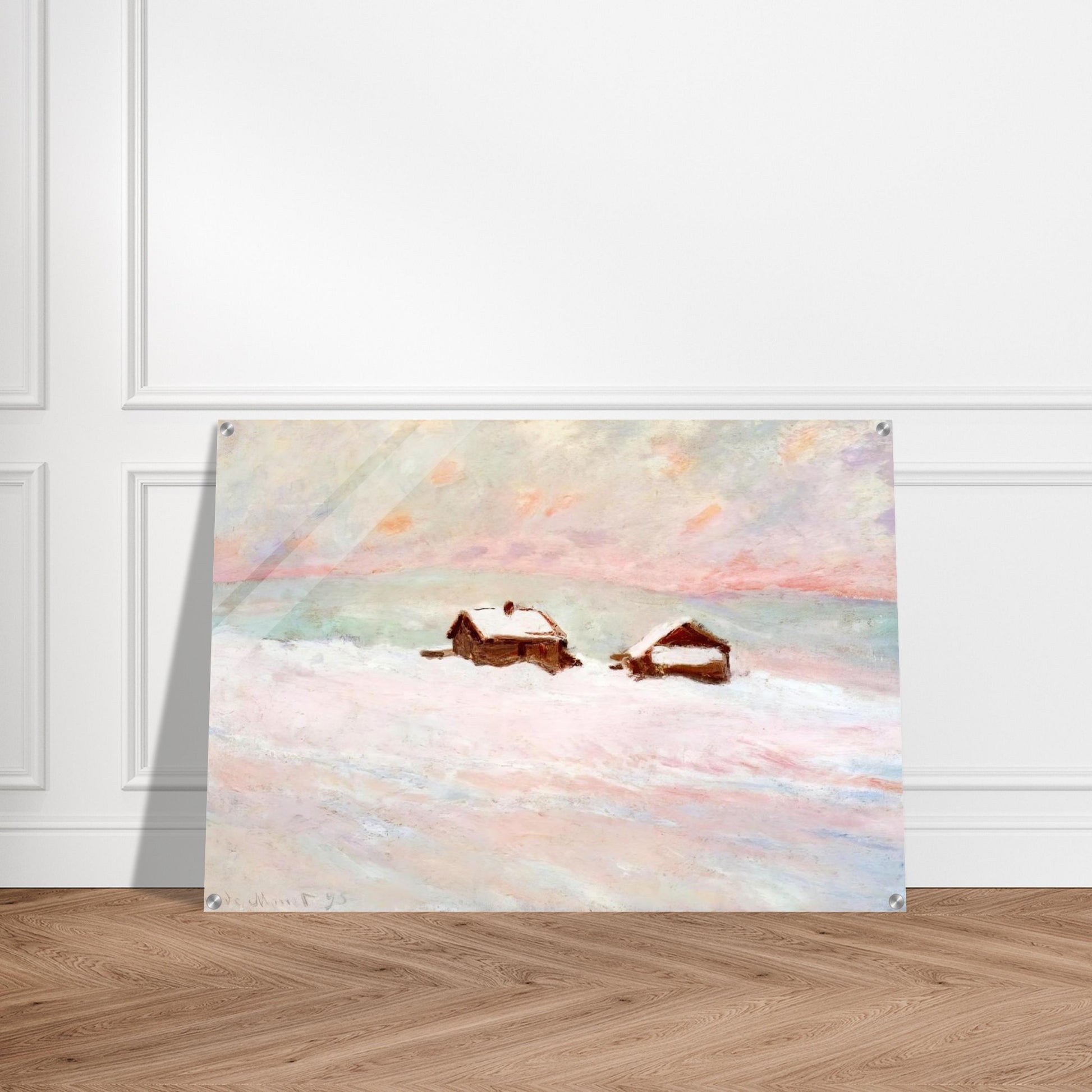 Houses in the Snow, Norway - claude monet Acrylic Print - 70x100 cm / 28x40″ inches | claude monet Wall Art | claude monet Prints