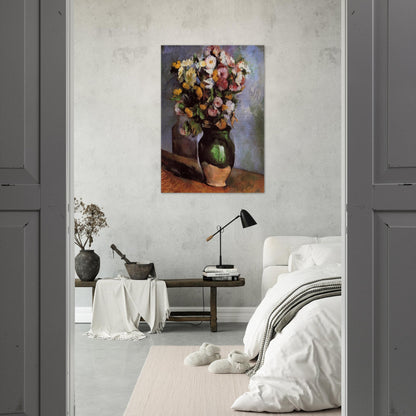 Flowers in an Olive Jar - Paul Cézanne Brushed Aluminum Print - 70x100 cm / 28x40 inches | Paul Cézanne Aluminum Print | Paul Cézanne Prints