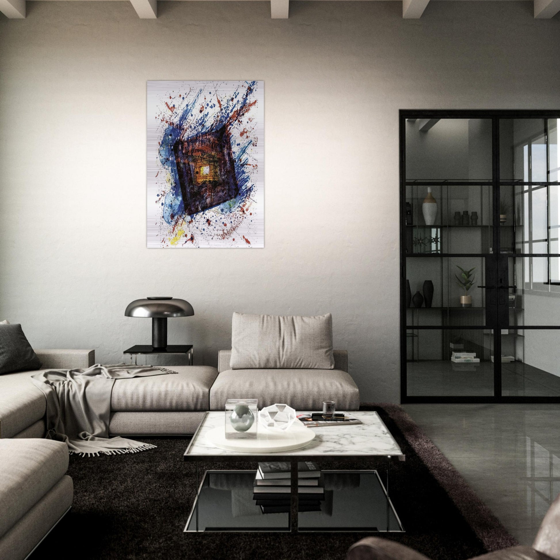 Falling Star  L. L249  - Sam Francis Brushed Aluminum Print - 70x100 cm / 28x40 inches | Sam Francis Aluminum Print | Sam Francis Prints
