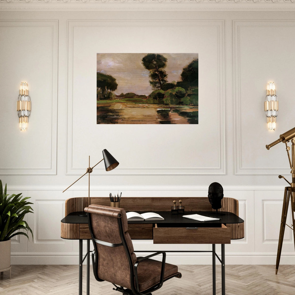 Lonely tree at the Gein Sun - Piet Mondrian Brushed Aluminum Print - 70x100 cm / 28x40 inches | Piet Mondrian Aluminum Print | Piet Mondrian Prints