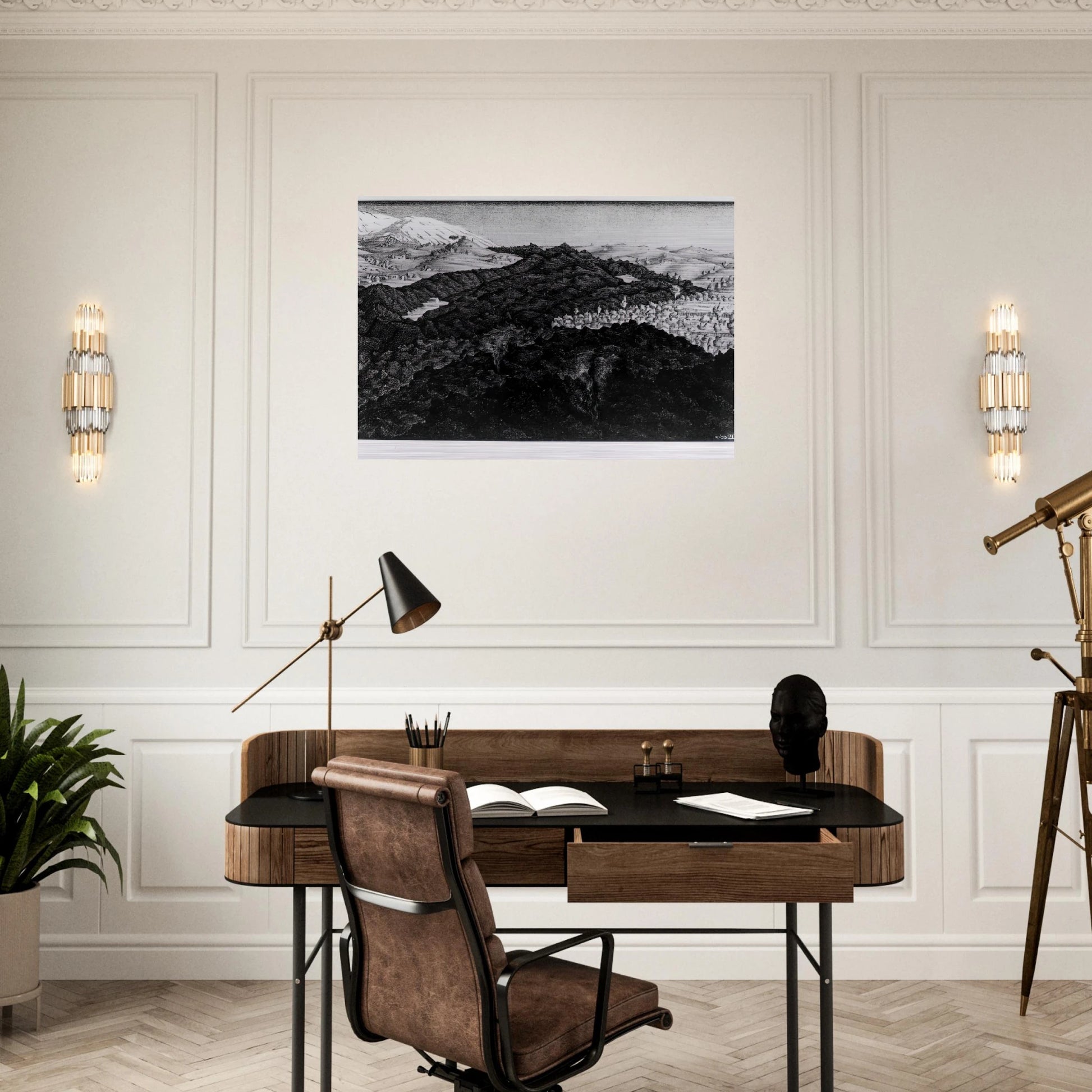 LAVA FLOW FROM ETNA - MC Escher Brushed Aluminum Print - 70x100 cm / 28x40 inches | MC Escher Aluminum Print | MC Escher Prints | Maurits Cornelis Escher Prints