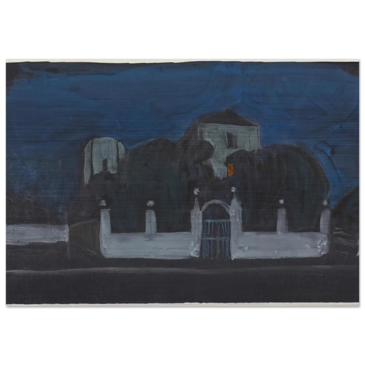 NIGHT GARDEN WITH BUILDINGS - Gabriele Munter Brushed Aluminum Print - 70x100 cm / 28x40 inches | Gabriele Munter Aluminum Print | Gabriele Munter Prints