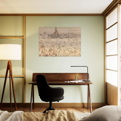 Wheat Field with Cypresses - Vincent van Gogh Brushed Aluminum Print - 70x100 cm / 28x40 inches | Vincent van Gogh Aluminum Print | Vincent van Gogh Prints
