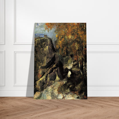 Rock in the Forest of Fontainbleau - Paul Cézanne Brushed Aluminum Print - 70x100 cm / 28x40 inches | Paul Cézanne Aluminum Print | Paul Cézanne Prints